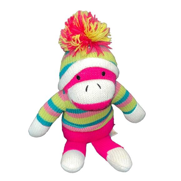 Dan Dee Sock Monkey Plush Stuffed Animal Collectors Stripe Pink Nursery Gift 10" - Picture 11 of 11